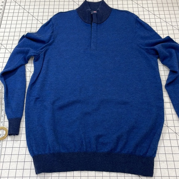 Vineyard Vines mock 1/4 zip neck, merino wool, cobalt blue pullover sweater - Picture 5 of 9